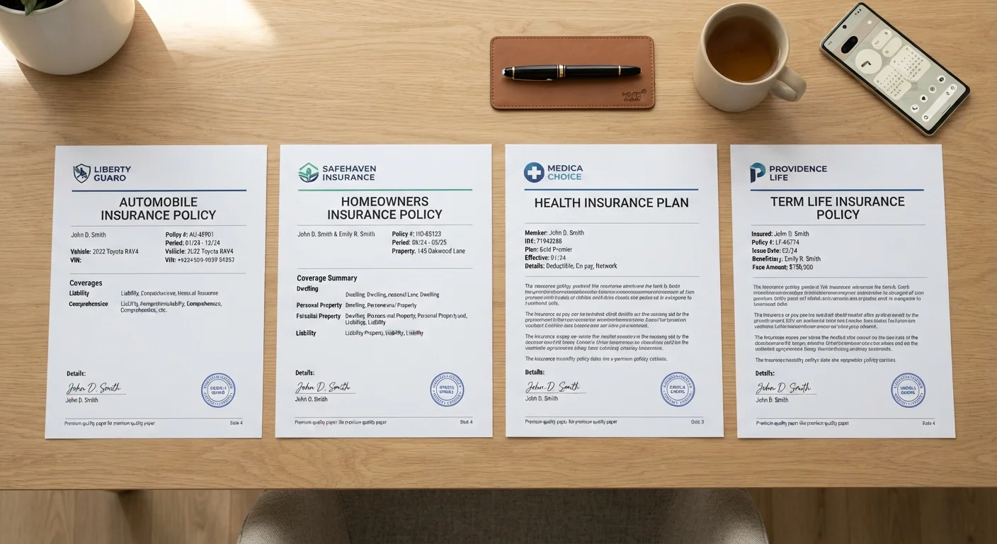 Insurance Policy Types Side by Side: Auto, Home, Health, and Life